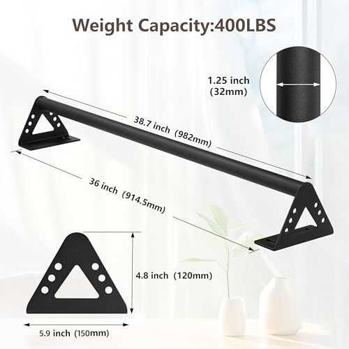 Wall Mounted Doorway Pull Up Bar, Heavy Duty Strength Training Pull-Up Bars for Doorframe, Support Beam or Joist Mount Thick Metal Sturdy Construction Support 500 lbs