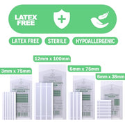 Sterile Skin Wound Closure Strips 202ct in 44pks - Improved Healing, Reinforced Design, Latex Free, Adhesive Backed, Optimal for Lacerations, Incisions, Sutures, 3x75,6x38,6x75,12x100mm