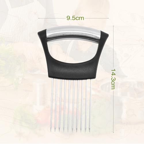 Stainless Steel Onion Slice Holder, 2025 New Onion Slice Holder for Slicing, Chopper Assistant Tool, Lemon Slicer Vegetable Cutter for Meat, Lemon, Potato, Tomato - Kitchen Gadgets (1)