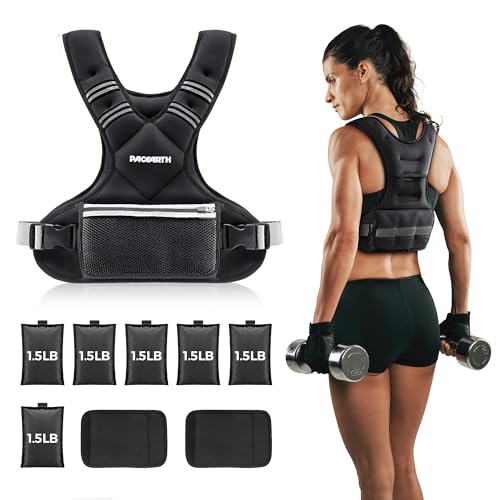 PACEARTH Adjustable Weight Vest 4-10lbs / 11-20lbs / 20-32lbs X-Shape Weighted Vest for Women and Men, Home Workout Ironsand Vest with Zipper Pouch and 6 Weight Packs, Available in Pink, Gray, Black