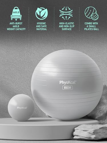 Yoga Ball for Exercise, Pilates Set, 4 Sizes Fitness Ball for Workout, Birthing, Pregnancy, Physical Therapy- Pump Included