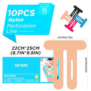 OK TAPE Nylon Kinesiology Tape for Knee, 10 Pcs Stretchable on Four Sides Precut Strips, Athletic Tape for Knee Support & Stability,Breathable and Hypoallergenic, Beige