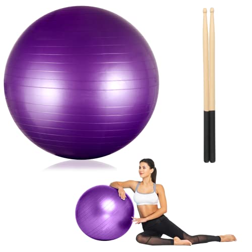 joyibay Cardio Drumming Equipment Set, Fitness Balance Ball with Pump & 3.2oz Cardio Drumming Sticks, Aerobic Exercise Ball for Workouts, Stability, Pilates, Yoga, Pregnancy Gymnastics