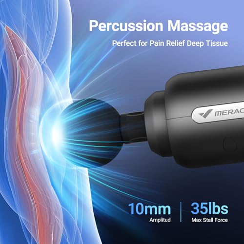 MERACH Massage Gun Deep Tissues, Percussion Massager Tools with 6 Massage Heads, Portable Hand Held Muscle Massagers for Pain Relief Deep Tissue, Cool Gifts for Men and Women
