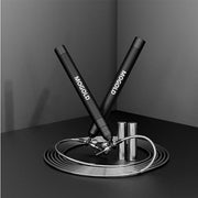 speed jump rope incl. 2 PVC Steel Cables 2.0mm/3.0mm| Ideal for Crossfit, Fitness, Boxing and Easy Double Under | Metal Jump Rope with Weights for Fitness Women and Men Premium Bearing Balls | Carry Pouch&Spare Screws