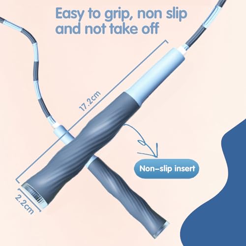 Redify Upgraded Beaded Jump Rope for Kids,Tangle-Free Segmented Kids Jump Rope with Soft Anti-slip Handles,Adjustable Jumping Rope for Children Women and Men Fitness 9.2 Feet, Pink Blue