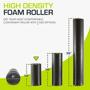 ProsourceFit High Density Foam Rollers 12 - inches Long, Firm Full Body Athletic Massage Tool for Back Stretching, Yoga, Pilates, Post Workout Muscle Recuperation, Black/Green