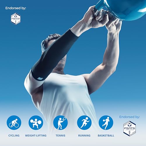 LP SUPPORT 668 Elbow Compression Sleeve Brace, Tennis and Golfer’s Elbow, Tendonitis, For Workouts, Men & Women (1-Pack)