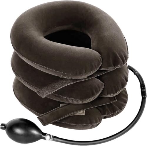 S Cervical Neck Traction Device for Instant Neck Pain Relief - Inflatable & Adjustable Neck Stretcher Neck Support Brace, Neck Traction Pillow for Home Use Neck Decompression (Classic Gray)