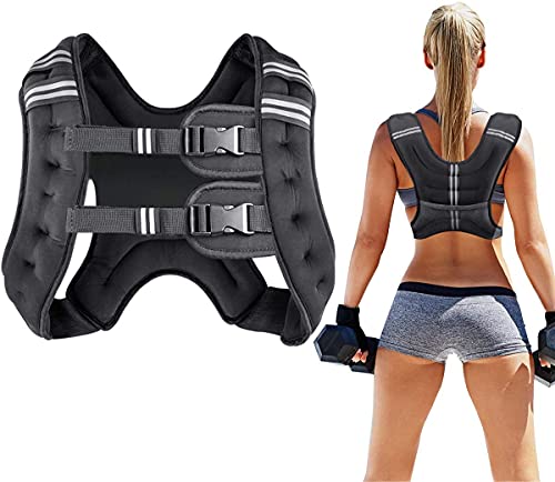 Prodigen Weighted Vest for Women and Men 8 12 16 20 25 30 Lbs with Reflective Stripe and Double Adjustable Buckle Straps Weight Vests for Strength Training, Jogging, Cardio, Weight Loss