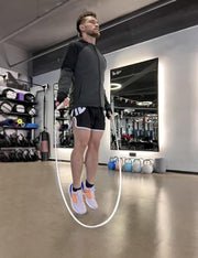 | White PVC Jump Ropes for Fitness 5MM | w/Unbreakable ABS Handles/Indoor/Outdoor Adjustable Speed Jump Rope | Skipping Rope for Men & Women & Boxing Jump Rope