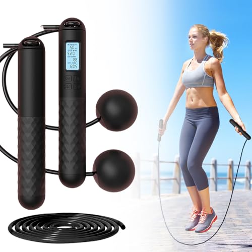 Skipping Rope with Counter (Gravity Ball with/without Rope), Cordless Jump Rope Smart Skipping Rope (Black)