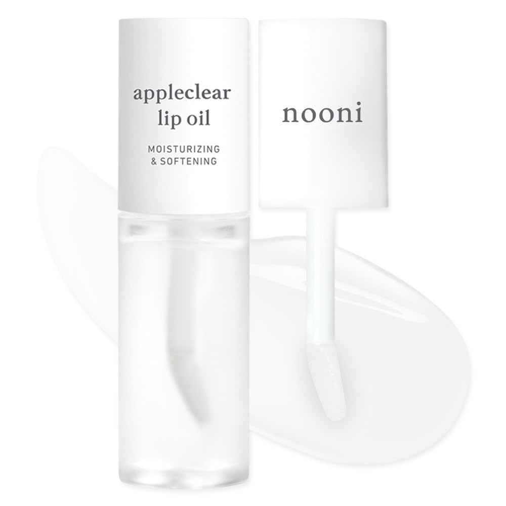 NOONI Korean Hydrating Lip Oil - Appleberry | Long-Lasting, Moisturizing, Plumping, Revitalizing for Dry Lips, Waterproof, No Peel Off, Hydrating, Nourishing Crystal Clear, 0.12 FL Oz