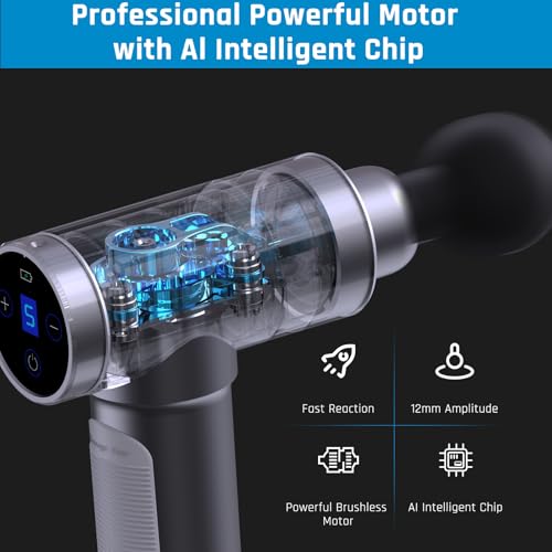 Massage Gun Deep Tissue,Birthday Gifts for Men Women,Gifts for Boyfriend Girlfriend - Neck Back Massager for Pain Relief Deep Tissue with 6 Heads & 5 Speeds,Prime Today 2025(Grey)