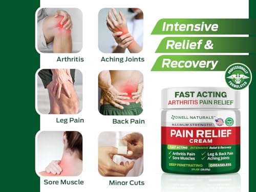 Owell Naturals Deep Penetrating Pain Relief Cream– Maximum Strength Formula for Joints & Muscles – Fast-Acting Comfort for Back, Knees, Hands, Legs & More, 14 oz