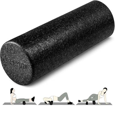 Yes4All High Density Foam Roller for Back, Variety of Sizes & Colors for Yoga, Pilates - Black - 18 Inches