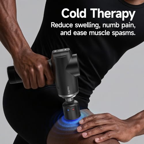 Percussion Massage Gun Deep Tissue with Heat and Cold, Portable Handheld Muscle Massager, Percussion Back Body Masajeador 12mm Amptitude for Athletes, Runner, Gifts for Men Women