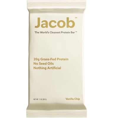 Jacob Bar, Protein Bars, Vanilla (9 Bars Total) - 20g Grass-Fed Protein, No Seed Oils, Nothing Artificial