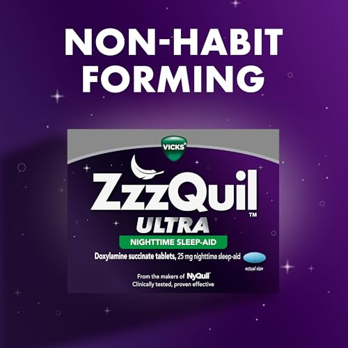 ZzzQuil ULTRA, Sleep Aid, Doxylamine Succinate 25mg, Sleep Aids for Adults, Nighttime Sleep Aid, 48 Tablets