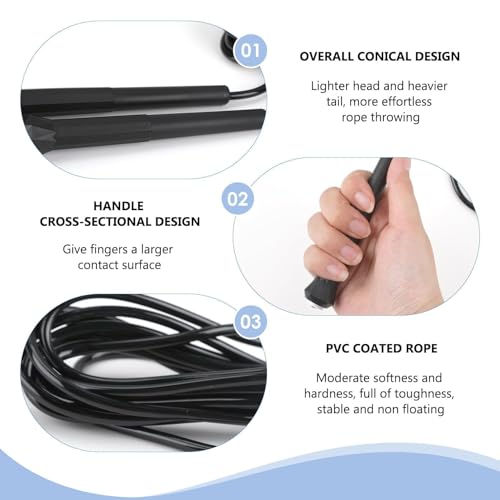 10 ft Speed Jump Rope with Handle, Adjustable Skipping Rope for Men Women, 3 oz Ultra-light Professional Fitness Boxing Cross Fit Exercises Gym Cardio Endurance Training Lovers (Black)