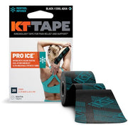 KT Tape, Pro Ice, Menthol Infused Kinesiology Tape, 20 Count, 10" Precut Strips, Black