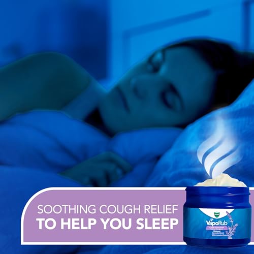 Vicks VapoRub, Lavender Scent, Cough Suppressant, Topical Chest Rub & Analgesic Ointment, Medicated Vicks Vapors, Relief from Cough Due to Cold, Aches & Pains, 1.76oz