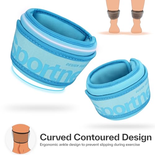 Sportneer Adjustable Ankle Weights for Women and Men：1 Pair 1 2 3 4 6 7 8 10 lbs Upgraded Easily Adjustable Leg Weight, Weighted Wrist Weight Strap for Gym, Fitness, Workout, Walking, Dancing (Black, 2 lbs x 2)