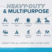 LVL10 Pro Training Cones - 12" Large Soccer Cones for Sports Training - for Basketball, Football, Basketball and Agility Drills - Soccer Field Markers That Won't Crack, Slide or Fly