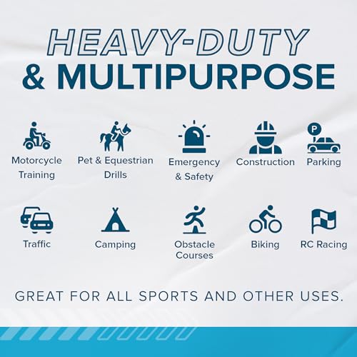 LVL10 Pro Training Cones - 12" Large Soccer Cones for Sports Training - for Basketball, Football, Basketball and Agility Drills - Soccer Field Markers That Won't Crack, Slide or Fly