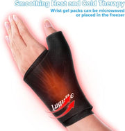 Wearable Thumb Wrist Ice Pack-Hot Cold Compress Hand Finger Ice Pack,Reusable for Injuries,Carpal Tunnel,Arthritis,Tendonitis,De Quervain's Tenosynovitis, Swelling & Bruises Black-S/M