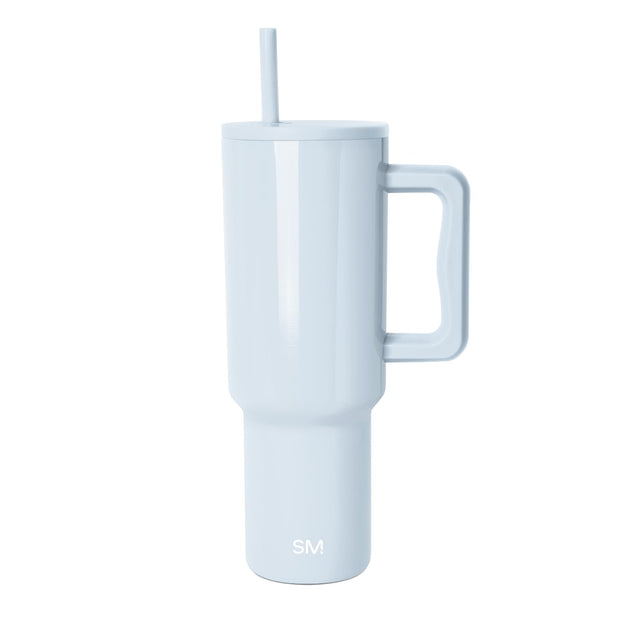 Simple Modern 40 oz Trek Tumbler with Handle and Straw Lid | Cup Holder Friendly Insulated Stainless Steel Travel Mug | Blue Dune