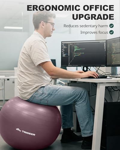 Trideer Yoga Ball – Anti-Burst Exercise Ball for Pregnancy, Office, Birthing, Stretching & Core Workout – Home Gym & Therapy