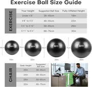 Yoga Ball, 18-30 Inch Extra Thick Exercise Ball for Workout Fitness Balance, Anti Burst Chair for Home and Office Desk, Includes Hand Pump & Workout Guide Access