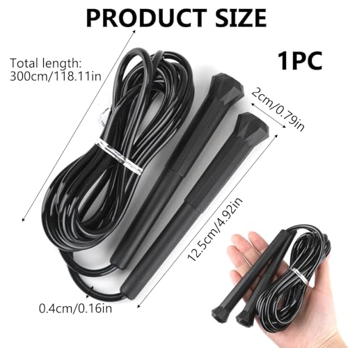 10 ft Speed Jump Rope with Handle, Adjustable Skipping Rope for Men Women, 3 oz Ultra-light Professional Fitness Boxing Cross Fit Exercises Gym Cardio Endurance Training Lovers (Black)