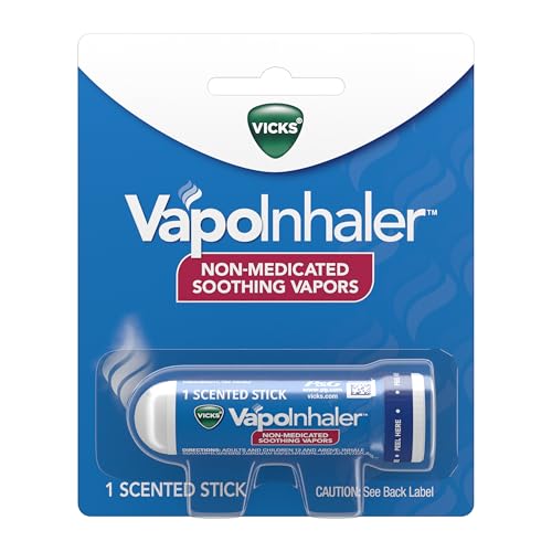 Vicks VapoInhaler, Portable Nasal Inhaler, Non-Medicated, Soothing Vapors, Menthol Scent, 1 Count