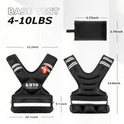 KHTO Adjustable Weighted Vest for Men and Women with Warning Light Reflective Strip，Large Weight Vest for Exercise Set Cardio and Strength Training (4-10lb/11-20lb/20-32lb)
