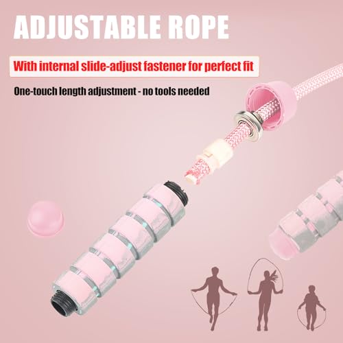 Jump Rope for Women & Men Adjustable Length Cotton Skipping Rope for Adults & Kids Workout Equipment for Weight Loss, Cardio, Boxing & Fitness Suitable for Home, Gym & School Use