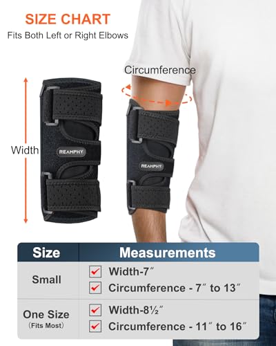 Reamphy Elbow Brace,Comfortable Night Elbow Sleep Support,Elbow Splint, Adjustable Stabilizer Splints, Cubital Tunnel Syndrome,Tendonitis,Ulnar Nerve,Tennis,Fits for Men and Women(Fits Most)