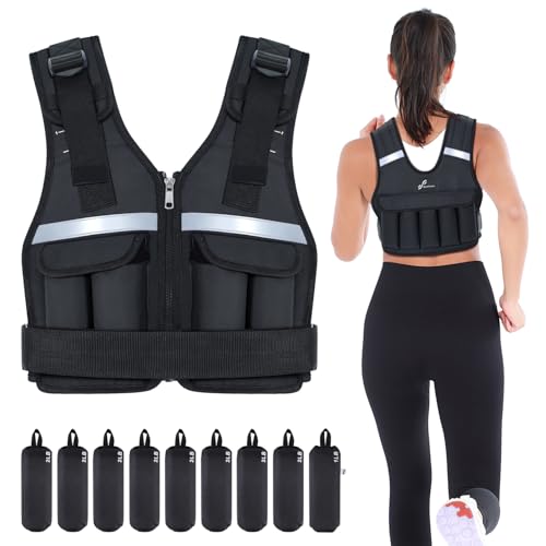 Sportneer Adjustable Weighted Vest Weights: 2-18 lbs/2-40 lbs Washable Weight Vest 16 In 1 Fast Adjust Rucking Vest for Women and Men Home Gym Workout Fitness Strength Training Vests