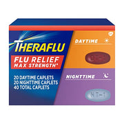 Theraflu Max Strength Flu Symptom Relief - 20 Caplets Plus Max Strength Nighttime Flu Medicine for Flu Symptom Relief- 20 Caplets Combo Pack