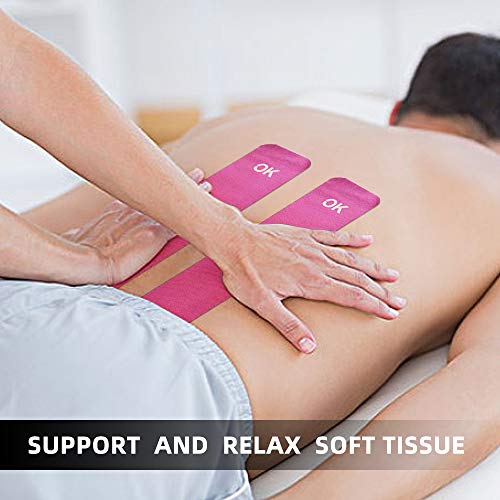 OK TAPE Kinesiology Tape 10 inches Precut, 20 Strips, Cotton Elastic Athletic Tape Latex Free, 2in x 16ft, Black