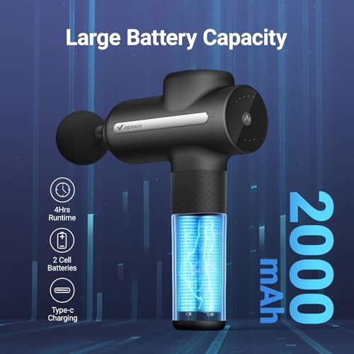 MERACH Massage Gun Deep Tissues, Percussion Massager Tools with 6 Massage Heads, Portable Hand Held Muscle Massagers for Pain Relief Deep Tissue, Cool Gifts for Men and Women