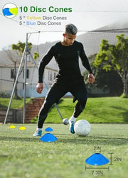 Speed Agility Training Equipment Set - 20ft Agility Ladder, 10 Disc Cones, Resistance Parachute, 5 Resistance Bands & Carry Bag | Football Soccer Basketball Fitness Drills for Kids Adults