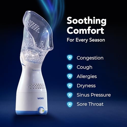 Vicks Sinus Inhaler - Non-Medicated Steam Relief for Allergies, Congestion, Cough & Colds, Vocal Steamer, Soothes Nasal & Throat Passages, Works with VapoPads (1 Included)