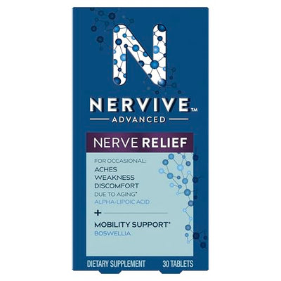 Nervive Advanced Nerve Relief + Mobility, with Alpha Lipoic Acid to Help Reduce Nerve Aches, Weakness, & Discomfort*† and Boswellia to Promote Mobility*, Vitamins B12,B6,B1, 30 Tablets