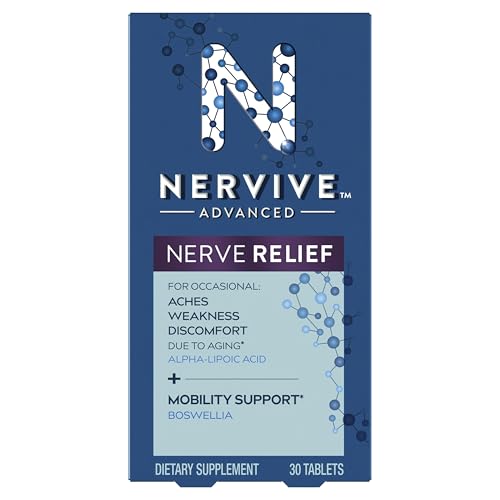 Nervive Advanced Nerve Relief + Mobility, with Alpha Lipoic Acid to Help Reduce Nerve Aches, Weakness, & Discomfort*† and Boswellia to Promote Mobility*, Vitamins B12,B6,B1, 30 Tablets