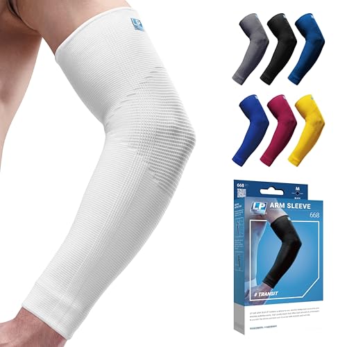 LP SUPPORT 668 Elbow Compression Sleeve Brace, Tennis and Golfer’s Elbow, Tendonitis, For Workouts, Men & Women (1-Pack)