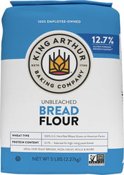 King Arthur Unbleached Bread Flour: Premium High-Protein 12.7% for Perfect Breads, Rolls & Pizza Dough - Non-GMO, Kosher Certified, No Preservatives - Ideal for Bread Machines & Artisan Baking - 5 lbs