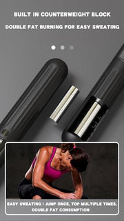 Jump Rope - Jump Rope for Men, Weighted Jump Rope, Jump Rope for Women, Adjustable Length, Smart App, LCD Counter, Durable PVC, 2-in-1 Ropeless & Traditional Modes for Home, Gym, Office, Outdoor Use