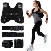 Weighted Vest, 6 lb Weight Vest with Reflective Stripe, 2 Pair of 1 lb Wrist & Ankle Weights Set for Men Women Adjustable for Workout, Strength Training, Running, Fitness, Muscle Building